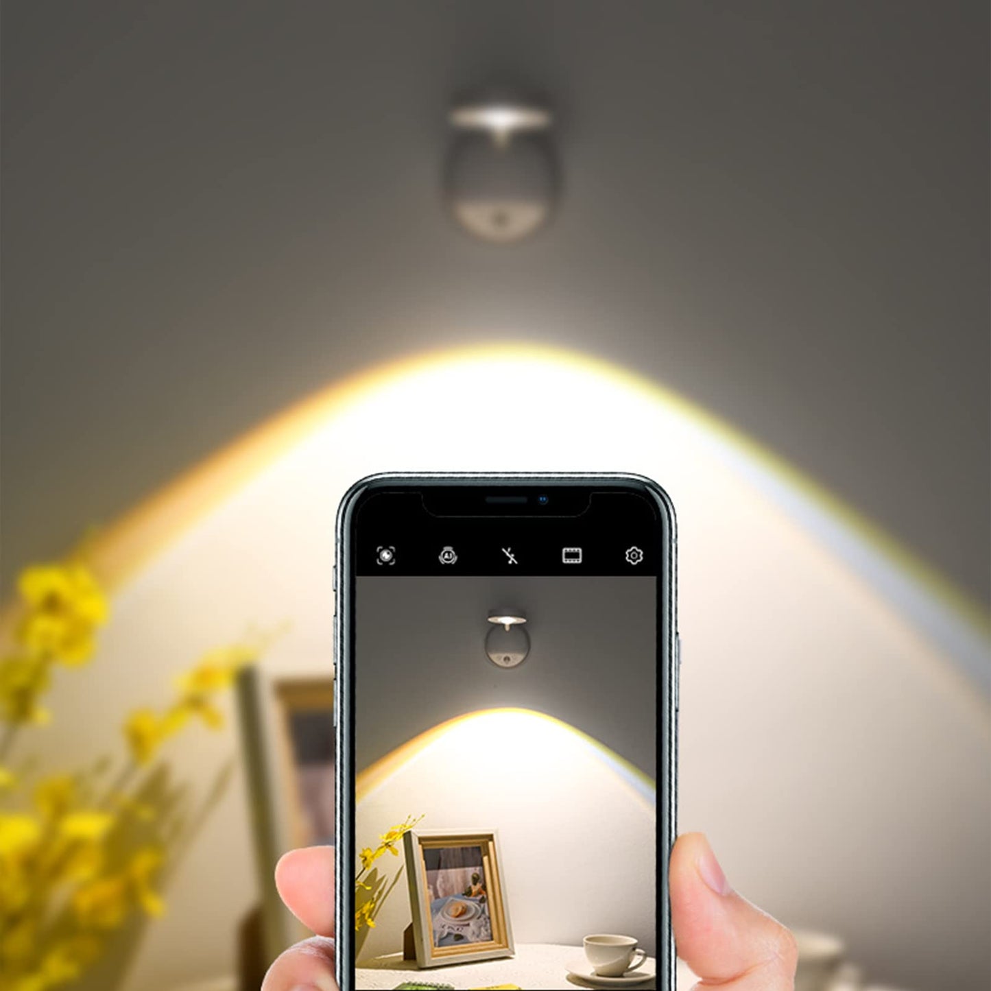 Rechargeable LED Wall Spotlight for Art - Wireless Motion Sensor Picture Light with Remote, 3 Color V1107-CS-QBSDB