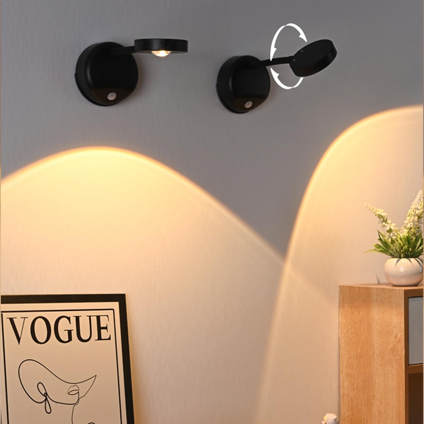 Rechargeable LED Wall Spotlight for Art - Wireless Motion Sensor Picture Light with Remote, 3 Color V1107-CS-QBSDH