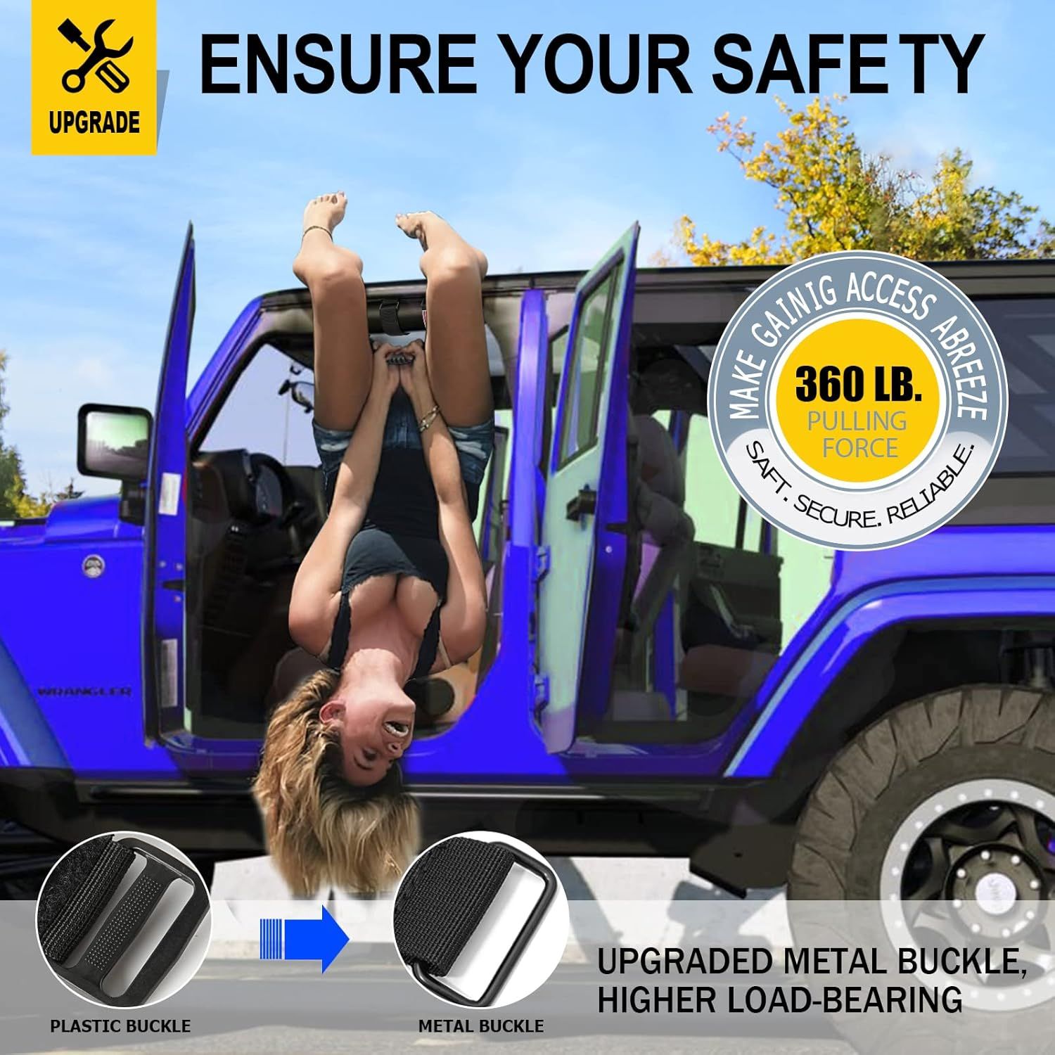 2-Pack Heavy Duty Roll Bar Grab Handles for Jeep Wrangler & Off-Road Vehicles, Easy Install Non-Destructive V1107-CS-QCCDLS