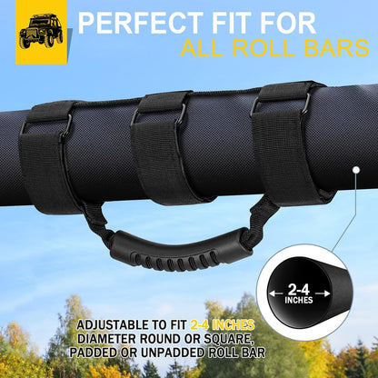 2-Pack Heavy Duty Roll Bar Grab Handles for Jeep Wrangler & Off-Road Vehicles, Easy Install Non-Destructive V1107-CS-QCCDLS