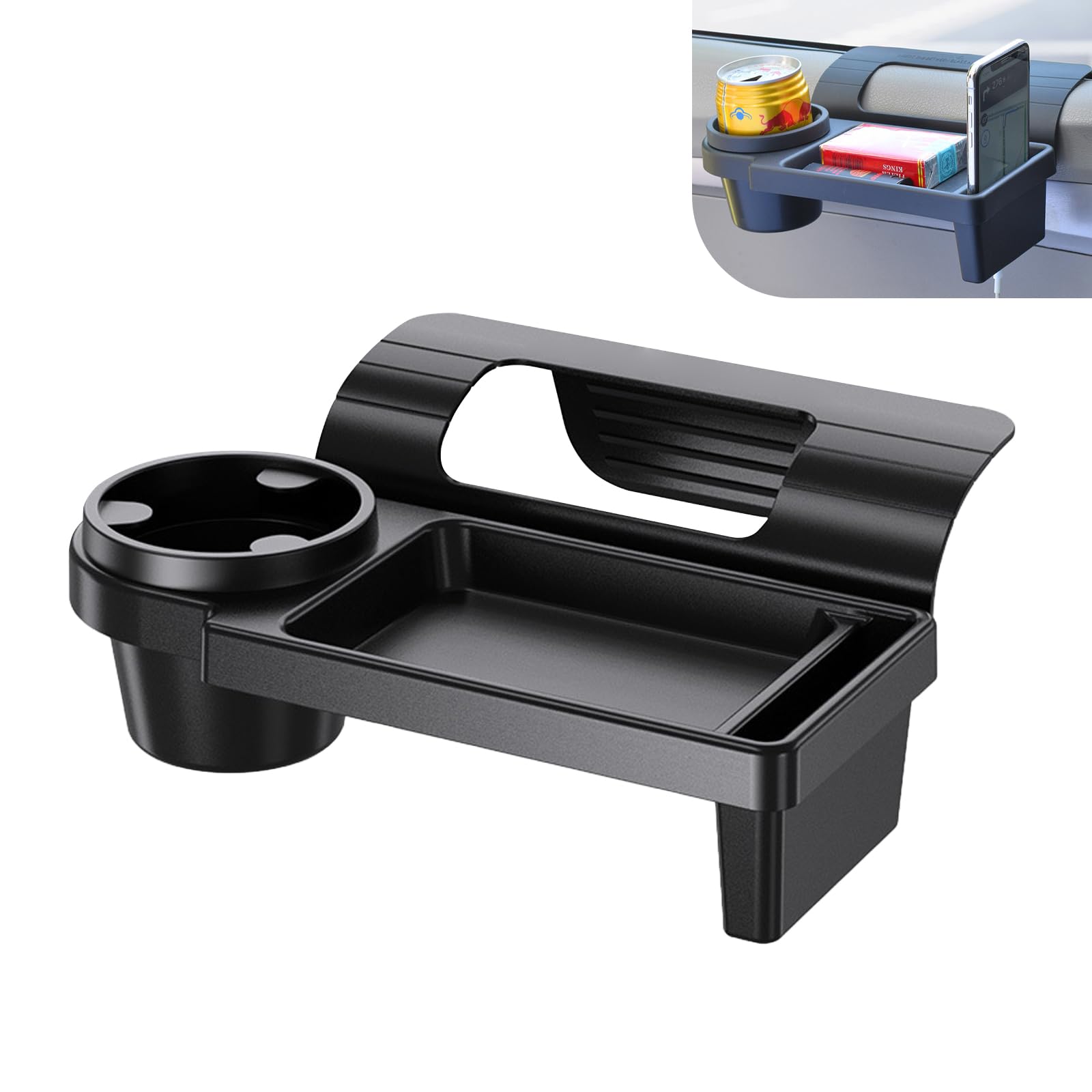Universal Car Window Organizer with Cup Holder and Phone Tray - Multi-Functional Door Side Storage Box for V1107-CS-QCMKBT