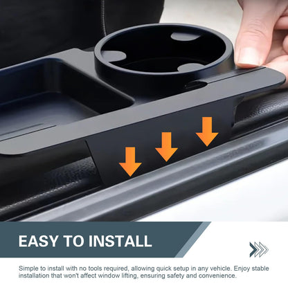 Universal Car Window Organizer with Cup Holder and Phone Tray - Multi-Functional Door Side Storage Box for V1107-CS-QCMKBT