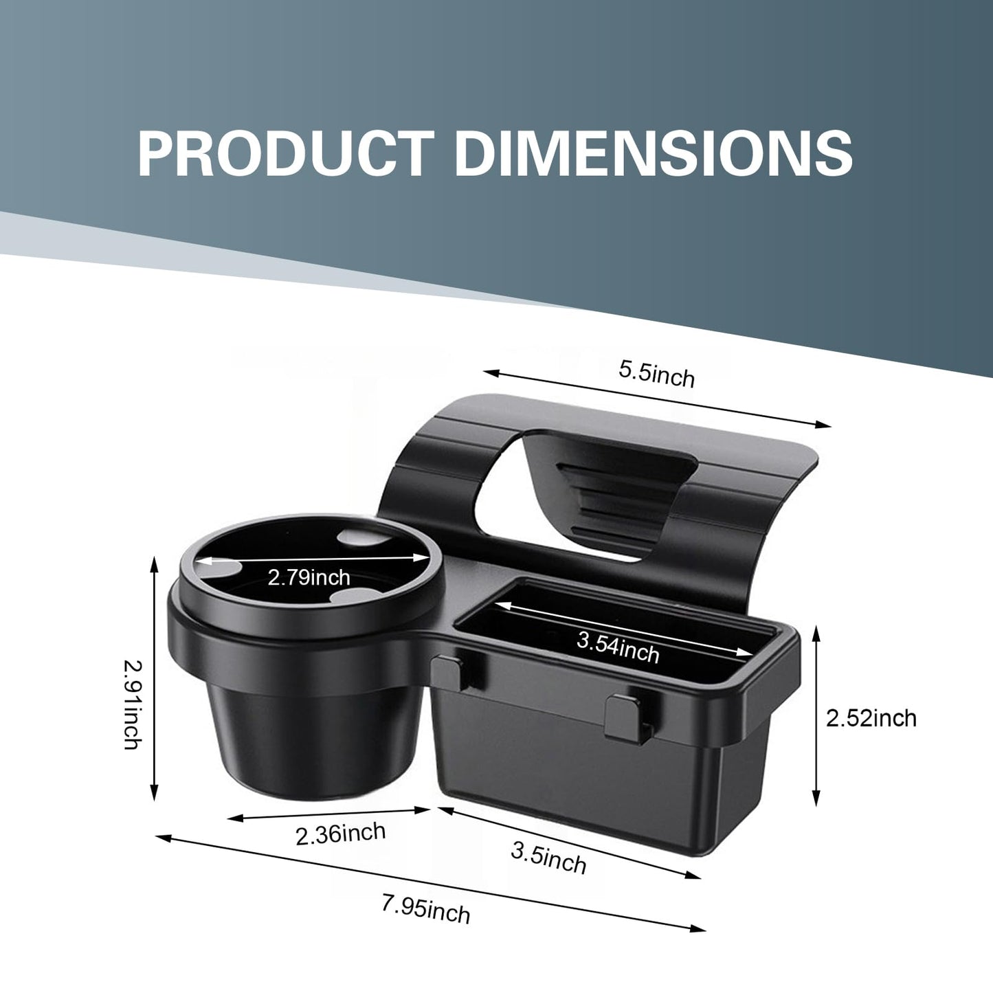 Universal Car Window Organizer with Cup Holder and Phone Tray - 4-in-1 Door Side Storage Box for Drinks, V1107-CS-QCMKBT1