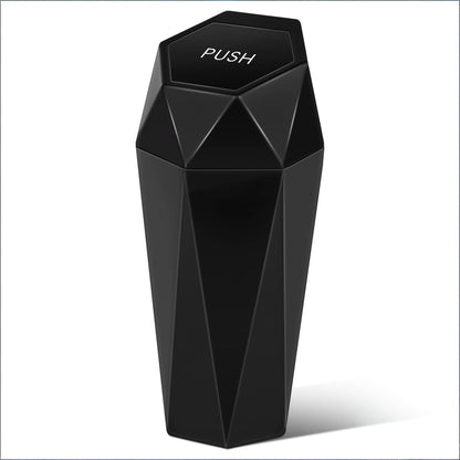 Push-Top Car Trash Can - Compact 600mL Auto-Close Garbage Bin for Cup Holder, Door Pocket & Desk, Waterproof, V1107-CS-QCMNLJT