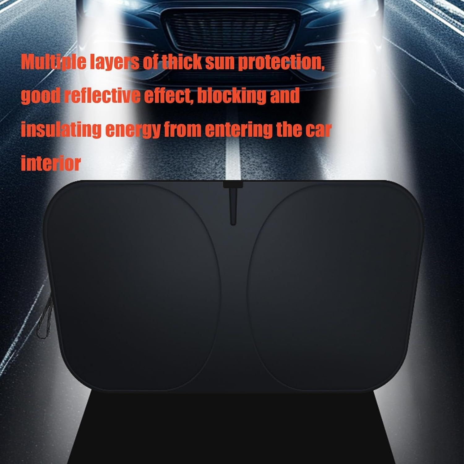 Universal Front Windshield Sun Shade for Cars SUVs Trucks, Heat Insulation UV Protection Foldable Visor V1107-CS-QCQDZYD