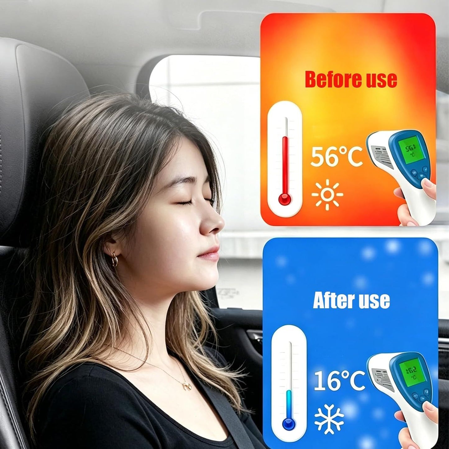 Universal Front Windshield Sun Shade for Sedans & Compact SUVs, Heat Insulation UV Protection Foldable Visor V1107-CS-QCQDZYX