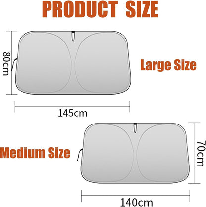 Universal Front Windshield Sun Shade for Sedans & Compact SUVs, Heat Insulation UV Protection Foldable Visor V1107-CS-QCQDZYX