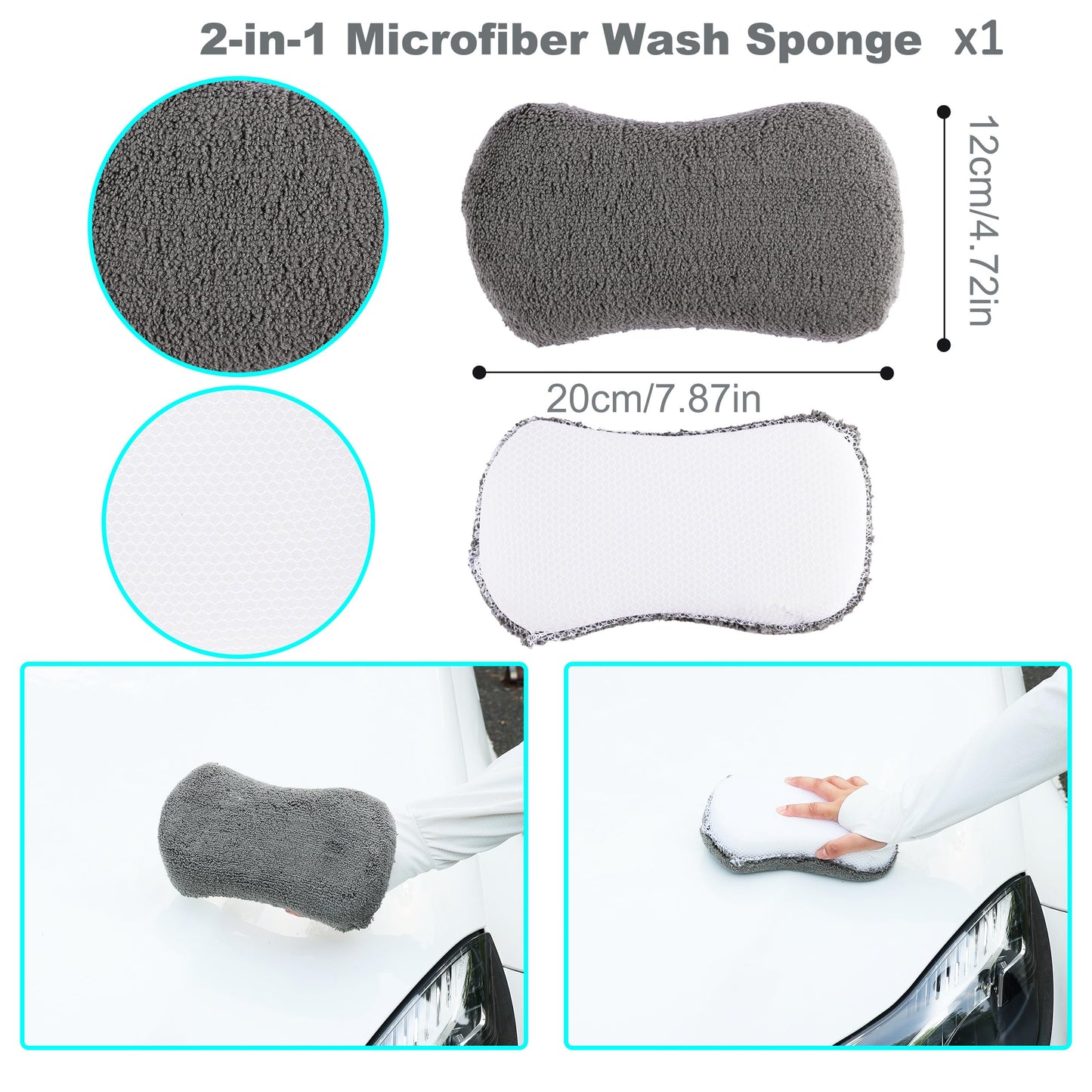 Multi-Use Car Cleaning Kit - 9-Piece Auto Detailing Set with Wash Mitt, Wheel Brush, Microfiber Cloths, V1107-CS-QCQJGJ