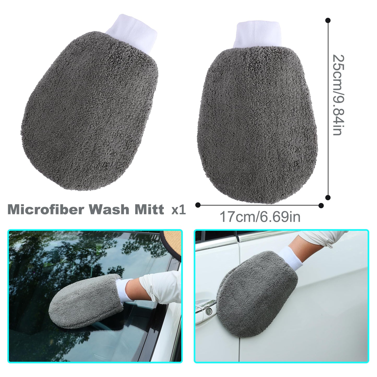 Multi-Use Car Cleaning Kit - 9-Piece Auto Detailing Set with Wash Mitt, Wheel Brush, Microfiber Cloths, V1107-CS-QCQJGJ