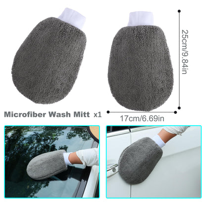 Multi-Use Car Cleaning Kit - 9-Piece Auto Detailing Set with Wash Mitt, Wheel Brush, Microfiber Cloths, V1107-CS-QCQJGJ