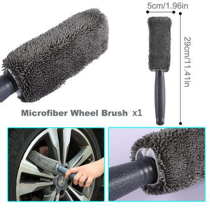 Multi-Use Car Cleaning Kit - 9-Piece Auto Detailing Set with Wash Mitt, Wheel Brush, Microfiber Cloths, V1107-CS-QCQJGJ