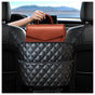 Car Seat Storage Bag: PU Leather Organizer with Hooks - Pet Barrier, Safe Driving Storage for Wallets/Phones V1107-CS-QCSND