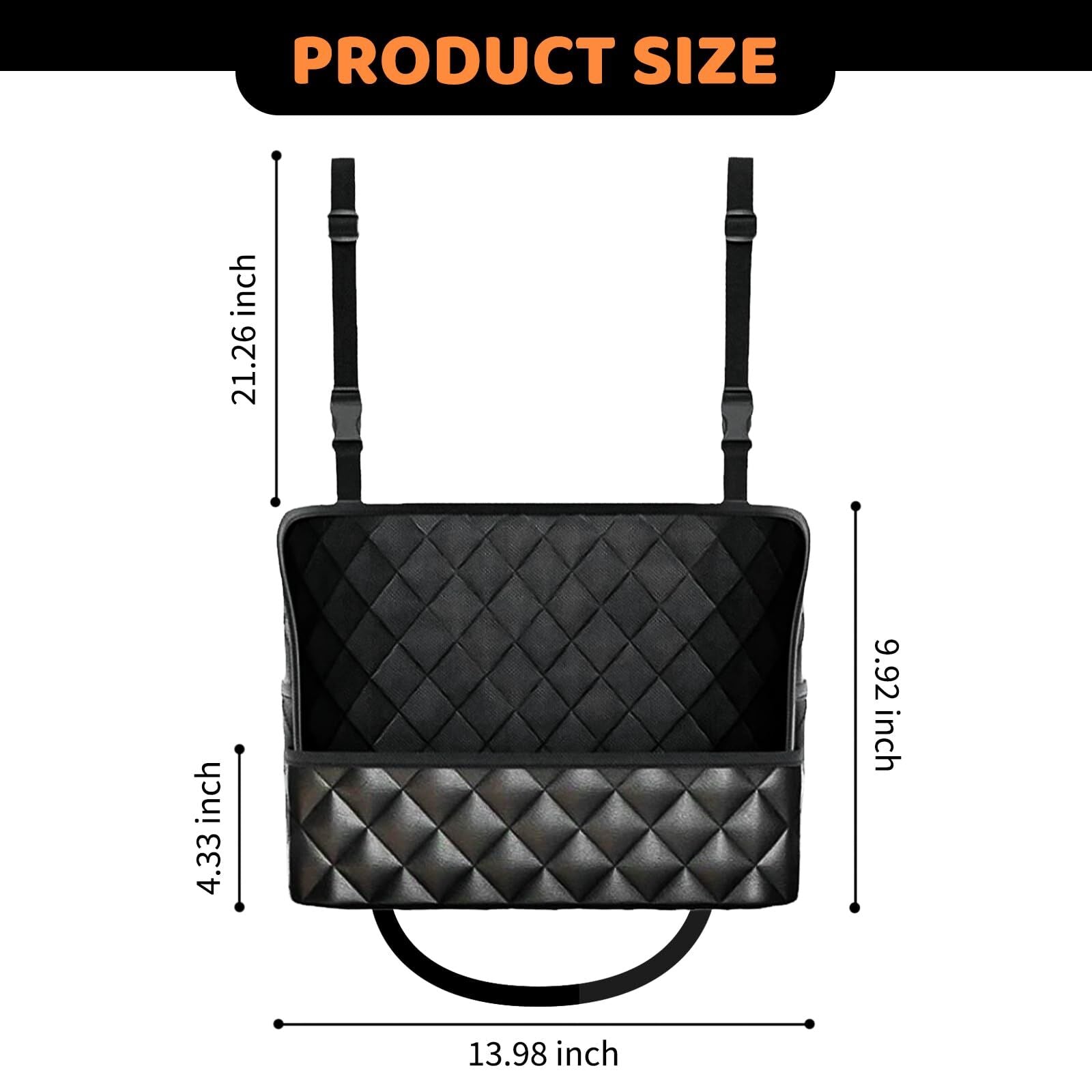 Car Seat Storage Bag: PU Leather Organizer with Hooks - Pet Barrier, Safe Driving Storage for Wallets/Phones V1107-CS-QCSND