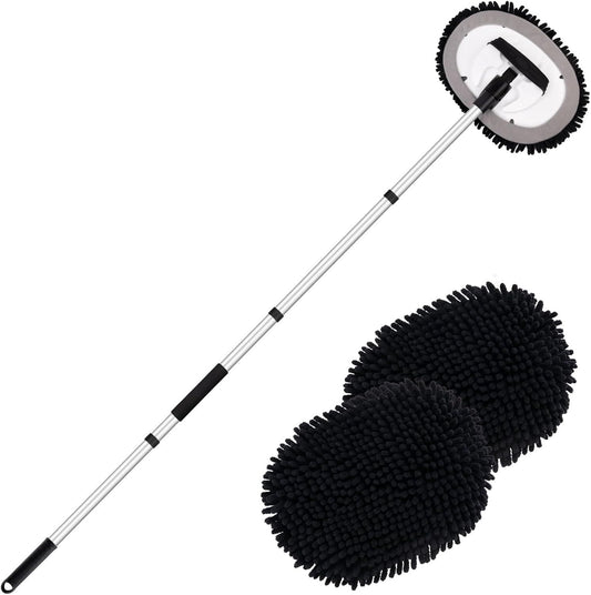 Telescopic Car Cleaning Mop with 4-Section Aluminum Pole, Rotating Microfiber Head, Anti-Slip Grip, V1107-CS-QCXCTBH