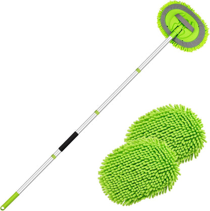 Telescopic Car Cleaning Mop with 4-Section Aluminum Pole, Rotating Microfiber Head, Anti-Slip Grip, V1107-CS-QCXCTBL