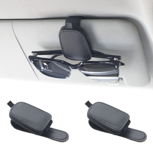 2-Pack Car Sun Visor Sunglasses Holder - Magnetic Flip Cover, PU Leather Eyewear & Card Organizer, Easy V1107-CS-QCYJKPJH