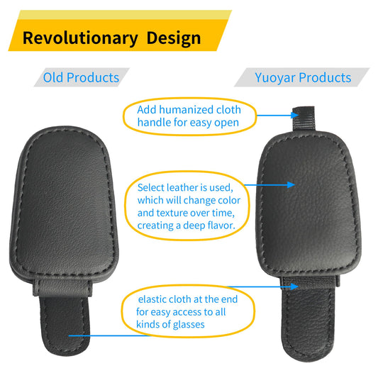 2-Pack Car Sun Visor Sunglasses Holder - Magnetic Flip Cover, PU Leather Eyewear & Card Organizer, Easy V1107-CS-QCYJKPJH