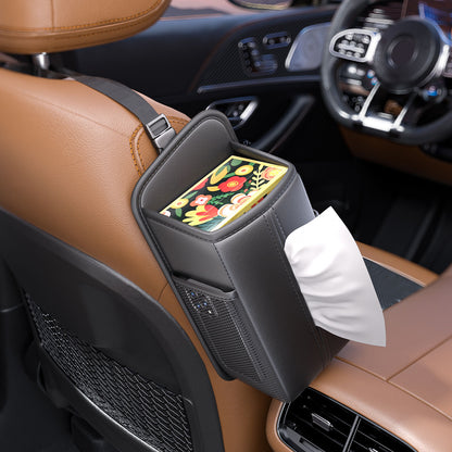 Car Seat Storage Organizer: Side-Mount Tissue Holder with Mesh Pockets - Waterproof Cup/Wallet Organizer for V1107-CS-QCZJH