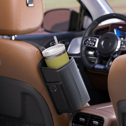 Car Seat Storage Organizer: Side-Mount Tissue Holder with Mesh Pockets - Waterproof Cup/Wallet Organizer for V1107-CS-QCZJH