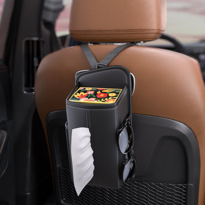 Car Seat Storage Organizer: Side-Mount Tissue Holder with Mesh Pockets - Waterproof Cup/Wallet Organizer for V1107-CS-QCZJH
