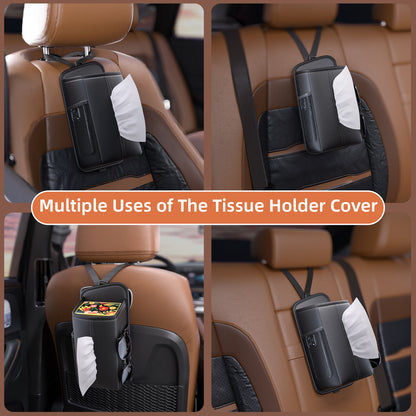 Car Seat Storage Organizer: Side-Mount Tissue Holder with Mesh Pockets - Waterproof Cup/Wallet Organizer for V1107-CS-QCZJH