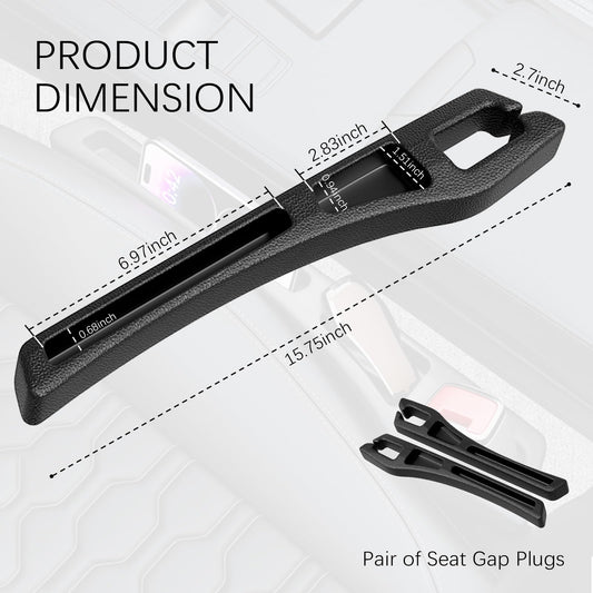 2-Pack Car Seat Gap Plugs - Dual-Function Gap Filler & Storage Organizer for Phones, Keys & Cards, Flexible V1107-CS-QCZYJFSN