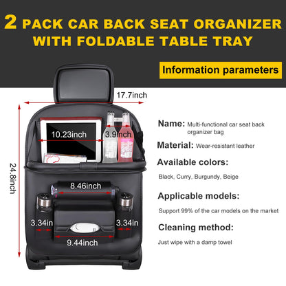 Car Back Seat Organizer with Foldable Table Tray - Universal Rear Seat Storage Bag, Multi-Pocket Holder for V1107-CS-QCZYKBSNDH