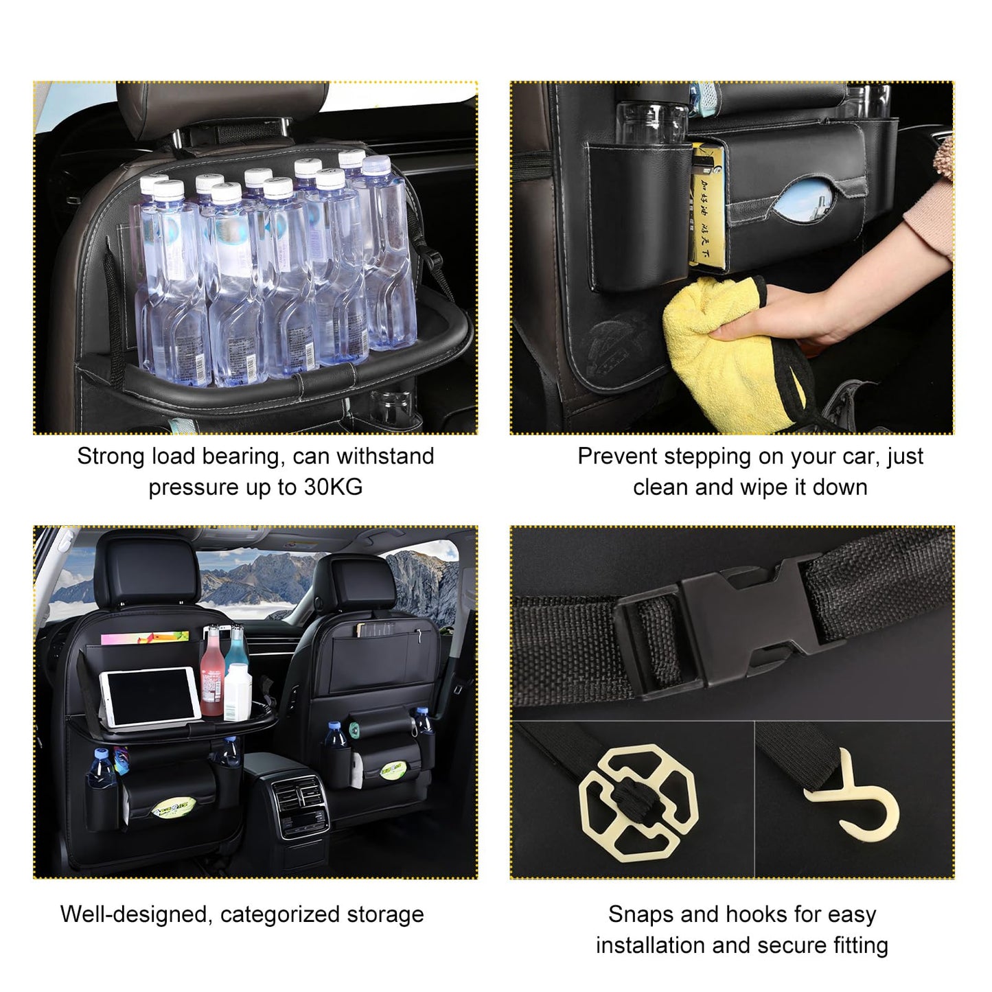 Car Back Seat Organizer with Foldable Table Tray - Universal Rear Seat Storage Bag, Multi-Pocket Holder for V1107-CS-QCZYKBSNDH