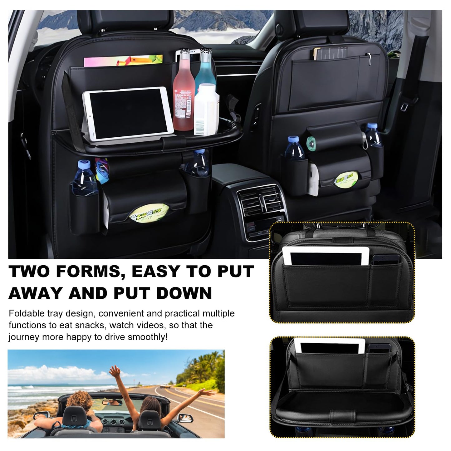 Car Back Seat Organizer with Foldable Table Tray - Universal Rear Seat Storage Bag, Multi-Pocket Holder for V1107-CS-QCZYKBSNDH