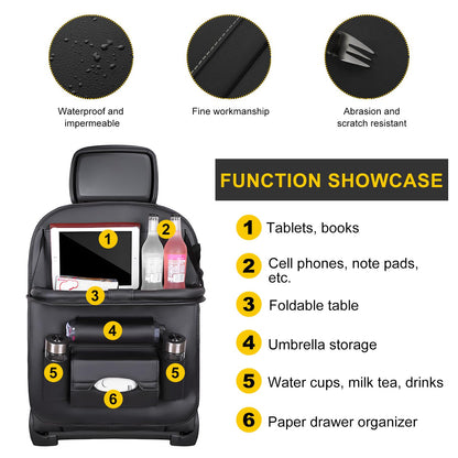Car Back Seat Organizer with Foldable Table Tray - Universal Rear Seat Storage Bag, Multi-Pocket Holder for V1107-CS-QCZYKBSNDH