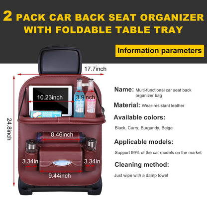 Car Back Seat Organizer with Foldable Table Tray - Universal Rear Seat Storage Bag, Multi-Pocket Holder for V1107-CS-QCZYKBSNDHO