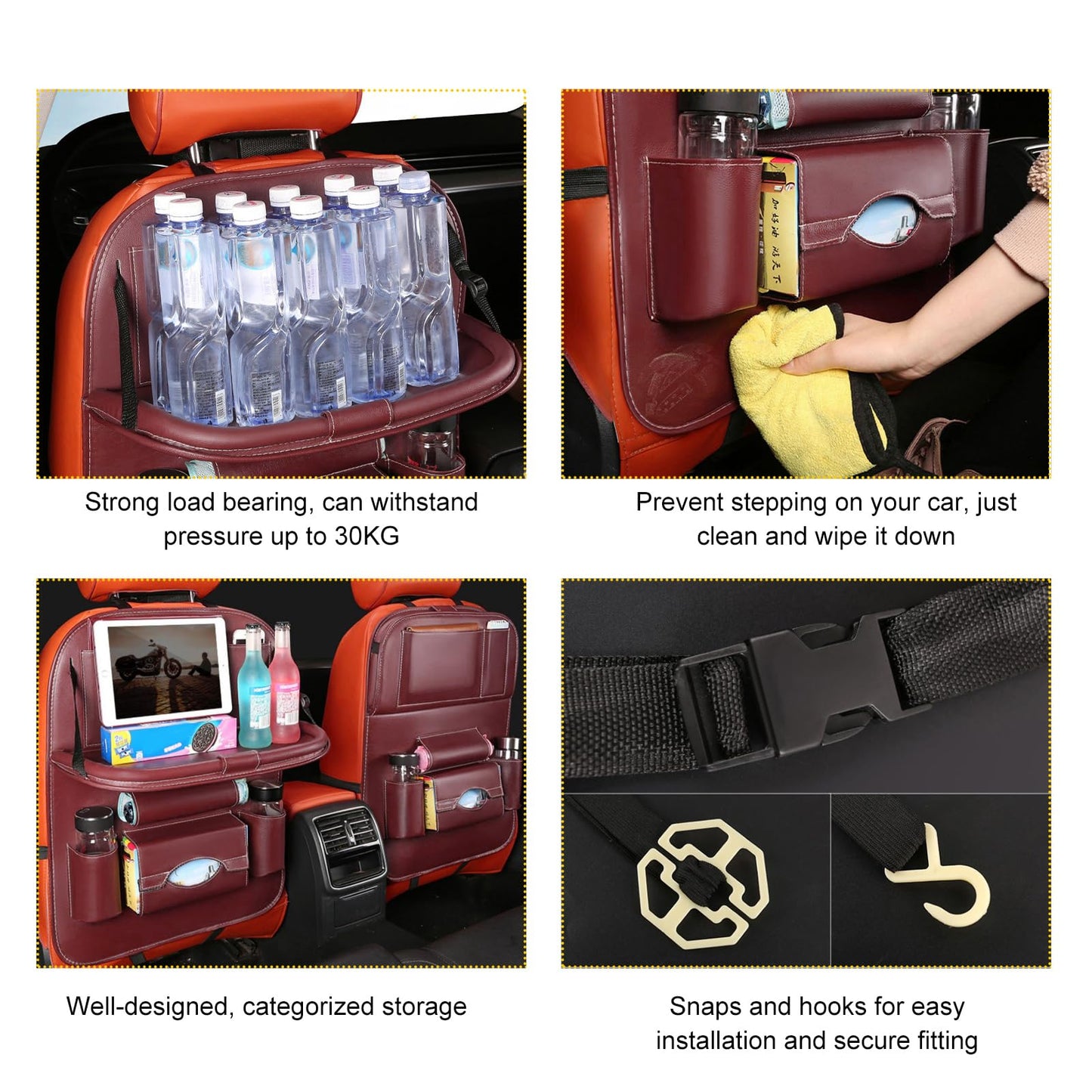 Car Back Seat Organizer with Foldable Table Tray - Universal Rear Seat Storage Bag, Multi-Pocket Holder for V1107-CS-QCZYKBSNDHO