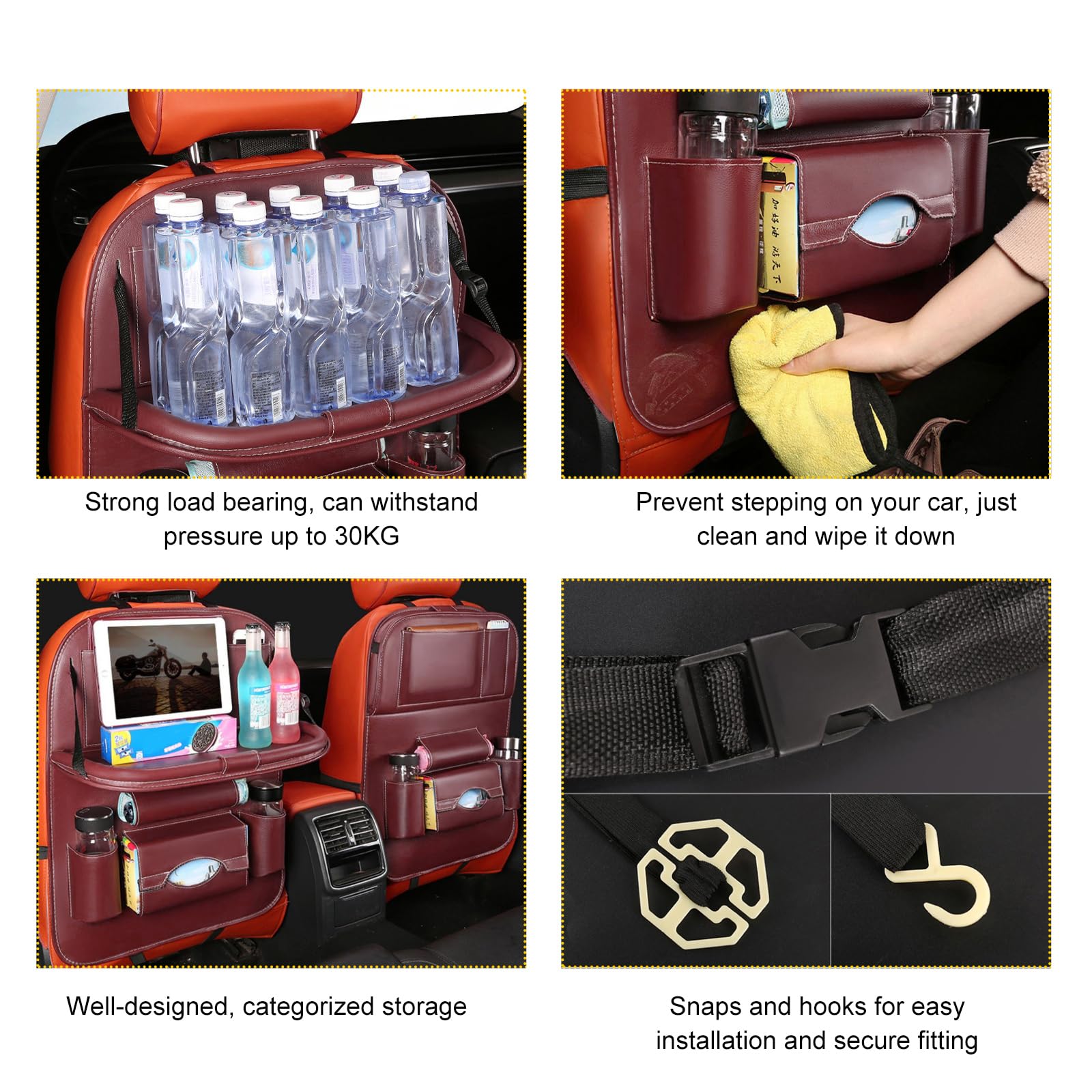 Car Back Seat Organizer with Foldable Table Tray - Universal Rear Seat Storage Bag, Multi-Pocket Holder for V1107-CS-QCZYKBSNDHO