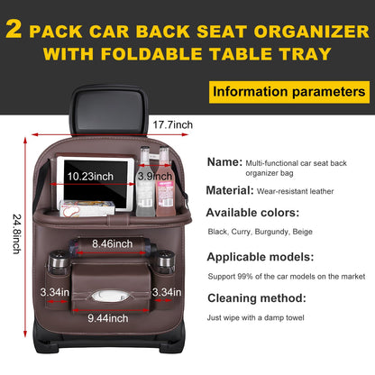 Car Back Seat Organizer with Foldable Table Tray - Universal Rear Seat Storage Bag, Multi-Pocket Holder for V1107-CS-QCZYKBSNDK