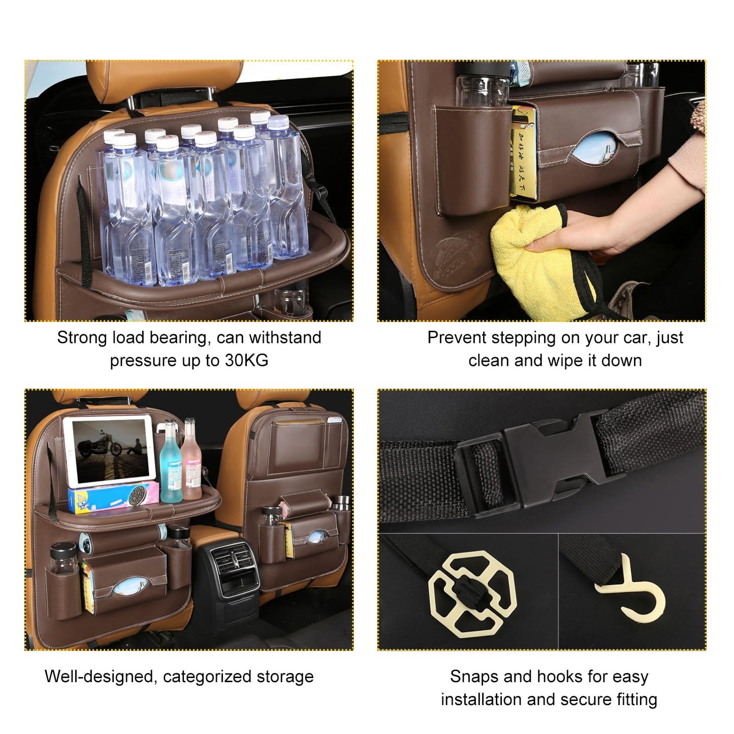 Car Back Seat Organizer with Foldable Table Tray - Universal Rear Seat Storage Bag, Multi-Pocket Holder for V1107-CS-QCZYKBSNDK