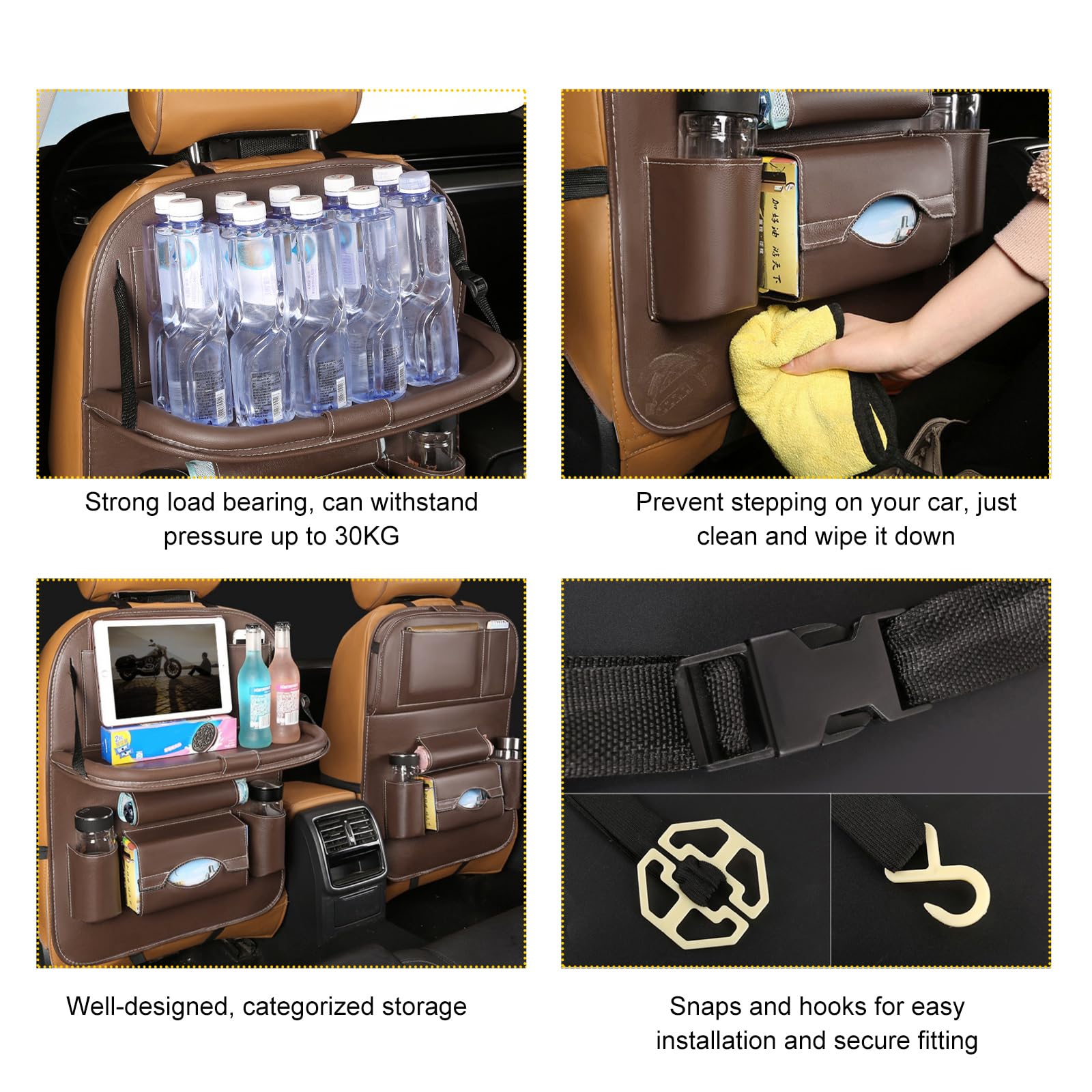 Car Back Seat Organizer with Foldable Table Tray - Universal Rear Seat Storage Bag, Multi-Pocket Holder for V1107-CS-QCZYKBSNDK