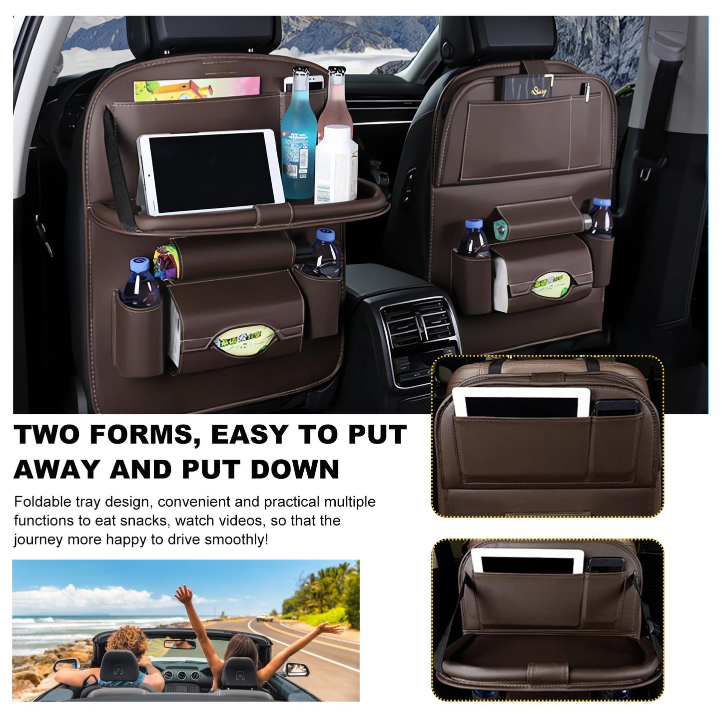 Car Back Seat Organizer with Foldable Table Tray - Universal Rear Seat Storage Bag, Multi-Pocket Holder for V1107-CS-QCZYKBSNDK