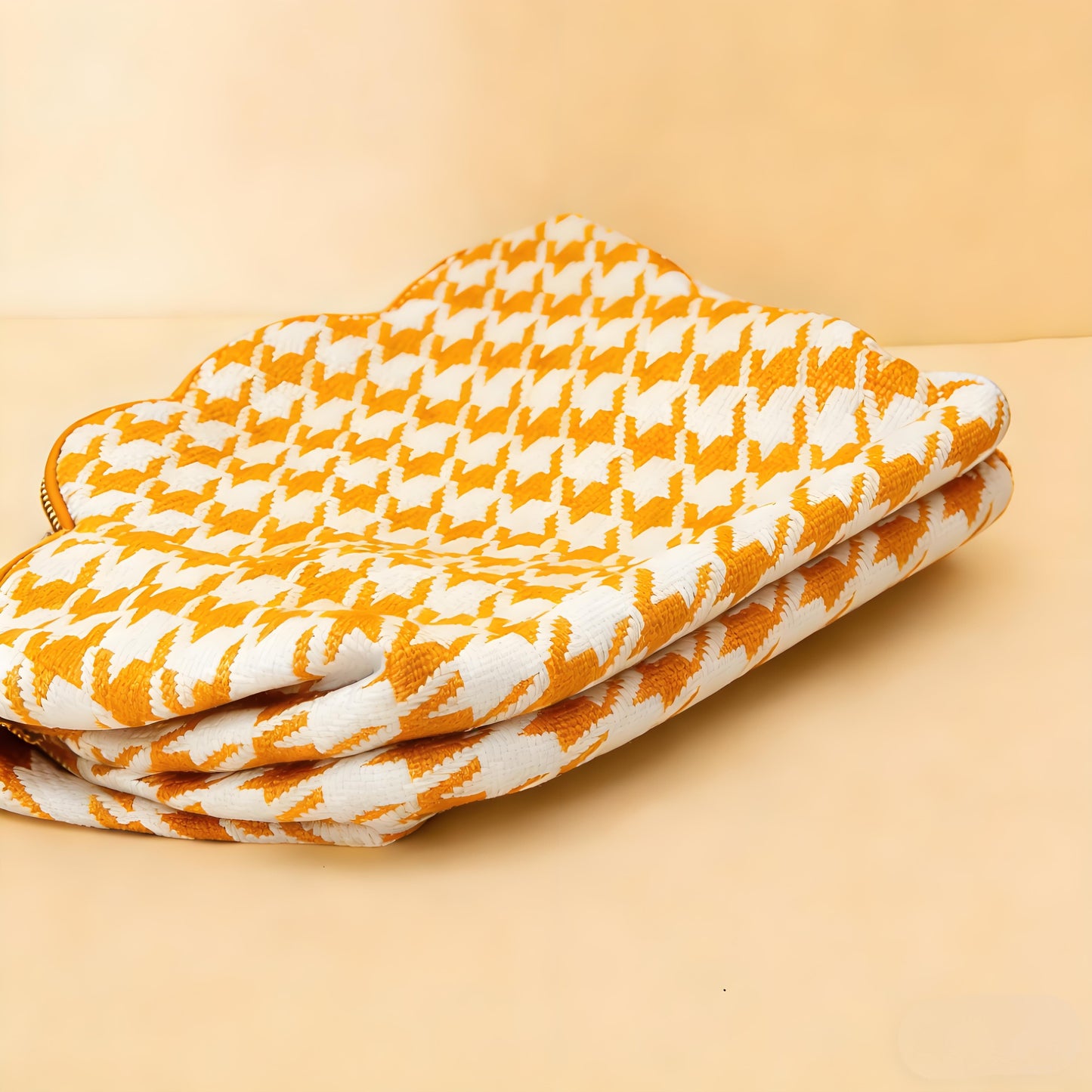 Houndstooth Knit Cloud Bag: Commute & Daily Handbag, Portable Storage Clutch (Mango Yellow) | Other Colors V1107-CS-QGNSNB