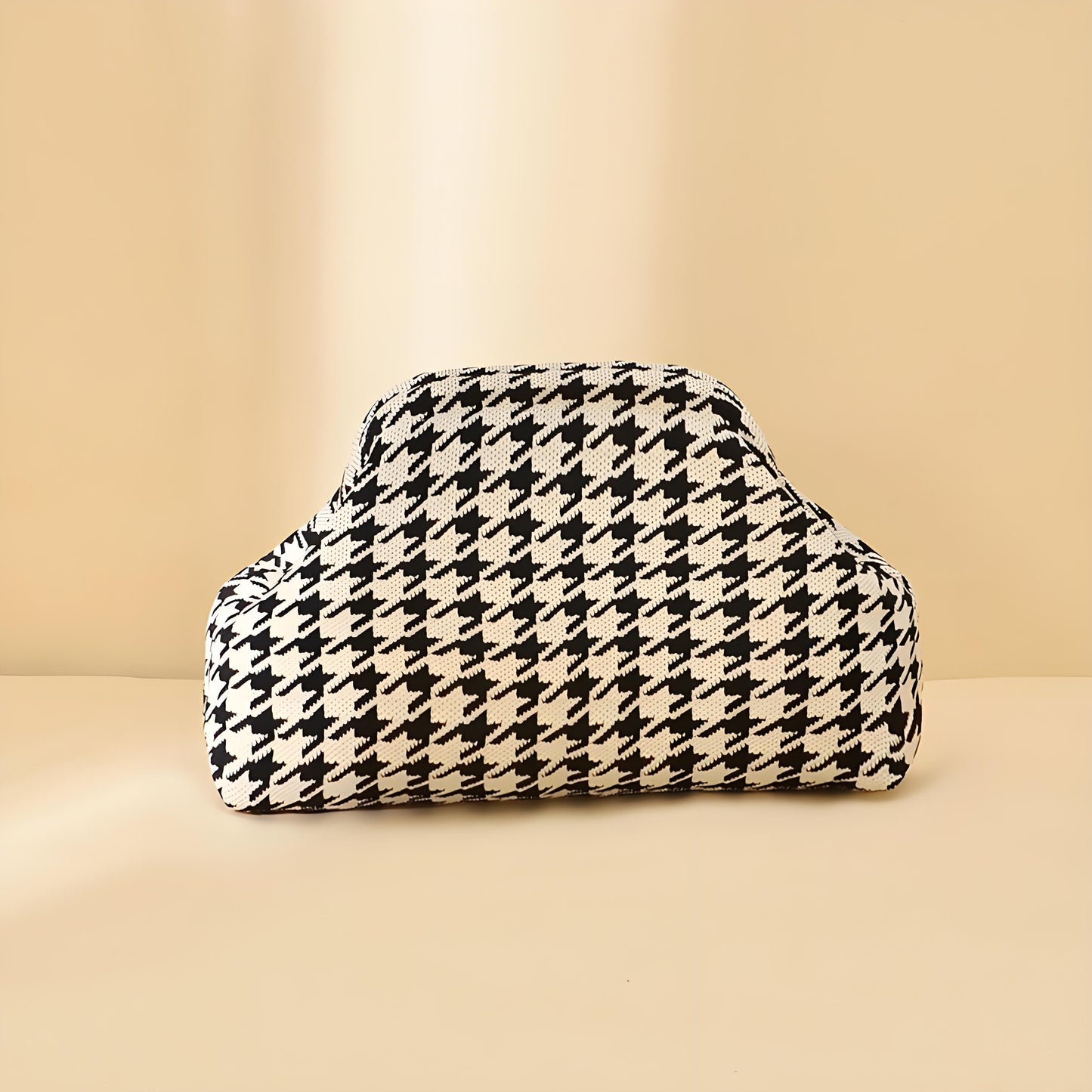 Houndstooth Knit Cloud Bag: Commute & Daily Handbag, Portable Storage Clutch (Black) | Other Colors Available V1107-CS-QGNSNB1