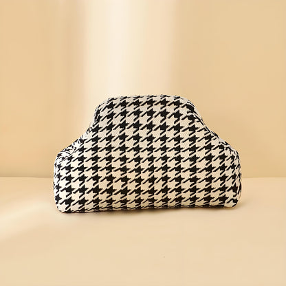 Houndstooth Knit Cloud Bag: Commute & Daily Handbag, Portable Storage Clutch (Black) | Other Colors Available V1107-CS-QGNSNB1