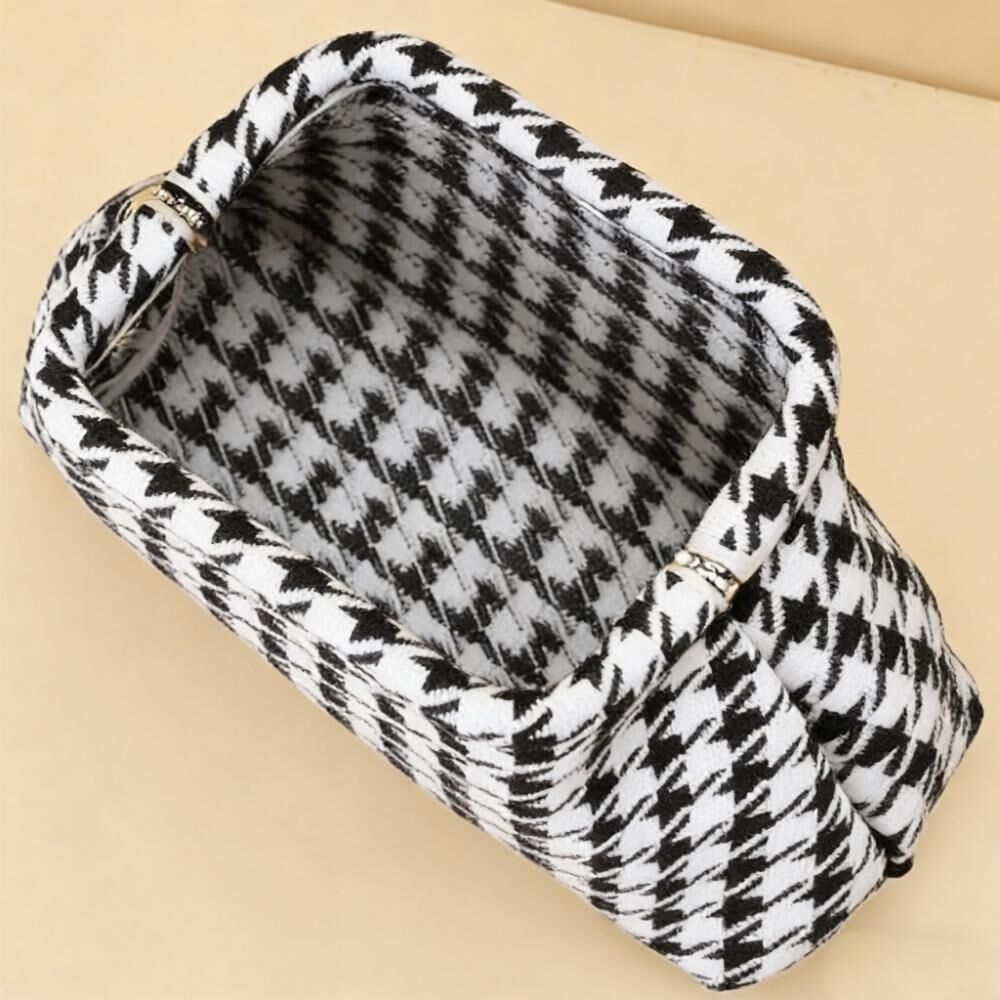 Houndstooth Knit Cloud Bag: Commute & Daily Handbag, Portable Storage Clutch (Black) | Other Colors Available V1107-CS-QGNSNB1