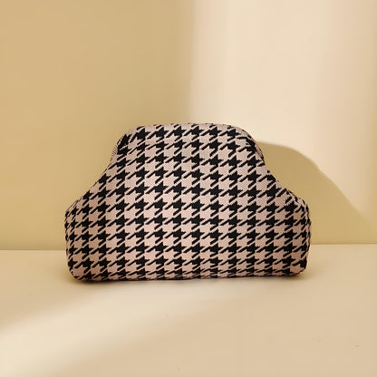 Houndstooth Knit Cloud Bag: Commute & Daily Handbag, Portable Storage Clutch (Khaki) | Other Colors Available V1107-CS-QGNSNB2
