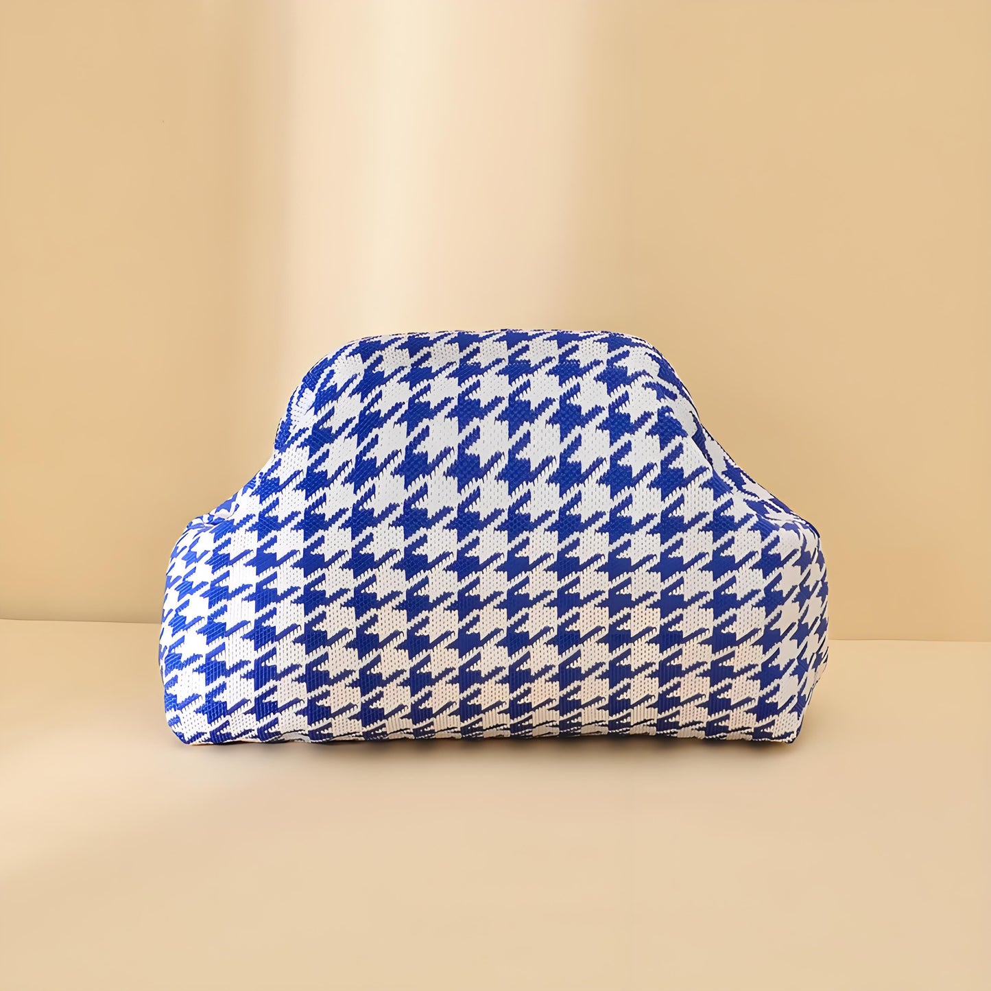 Houndstooth Knit Cloud Bag: Commute & Daily Handbag, Portable Storage Clutch (Blue) | Other Colors Available V1107-CS-QGNSNB3
