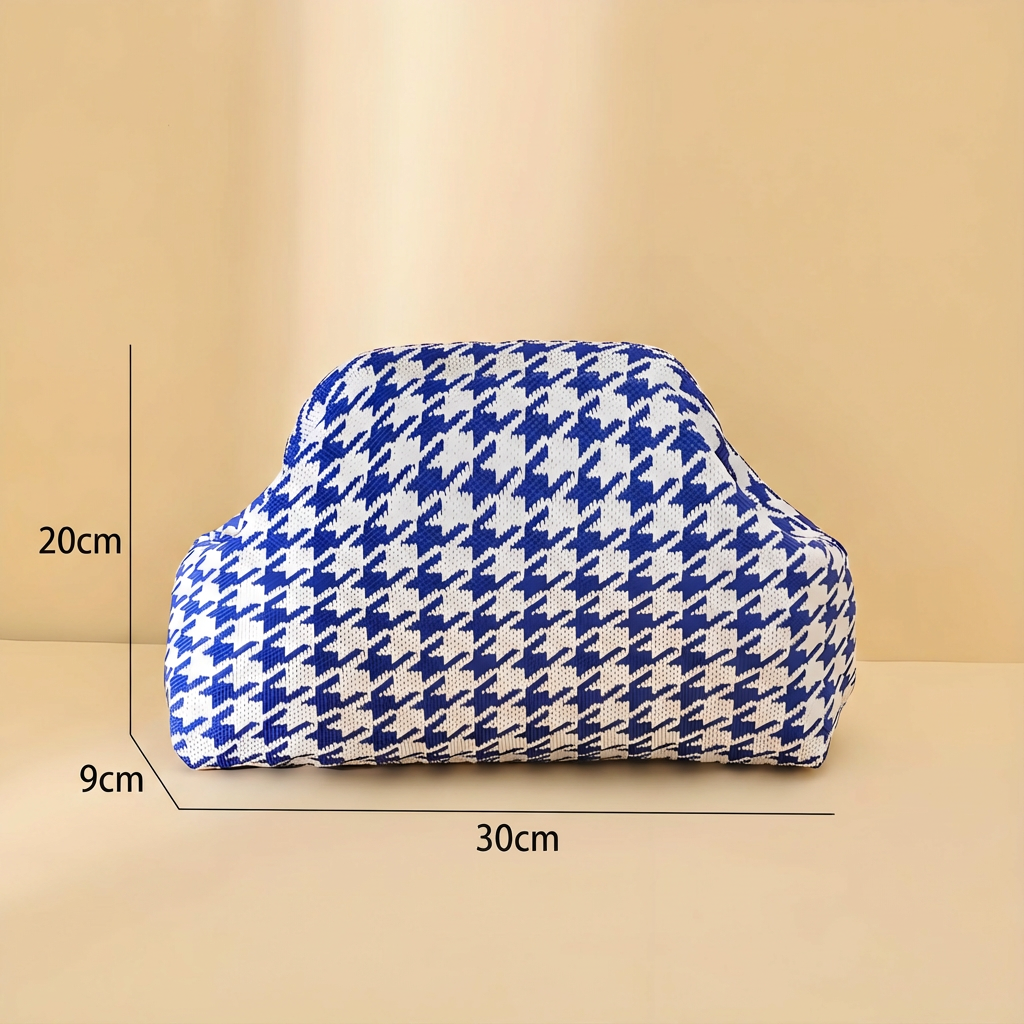 Houndstooth Knit Cloud Bag: Commute & Daily Handbag, Portable Storage Clutch (Blue) | Other Colors Available V1107-CS-QGNSNB3