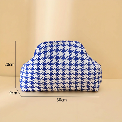 Houndstooth Knit Cloud Bag: Commute & Daily Handbag, Portable Storage Clutch (Blue) | Other Colors Available V1107-CS-QGNSNB3