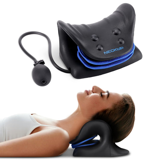 Adjustable Airbag Neck Stretcher - Ergonomic Cervical Traction Pillow with 8 Massage Points for Neck Pain V1107-CS-QNJBLSQ