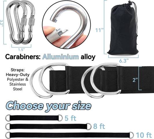 5ft Heavy-Duty Tree Swing Straps Kit - 2000lb Capacity, Includes Carabiners & Felt Protectors for Kids' V1107-CS-QQBD5
