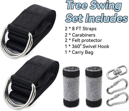 8ft Premium Polyester Swing Straps Set - 3000lb Load Rating, with Locking Carabiners & Tree Guards for Family V1107-CS-QQBD8