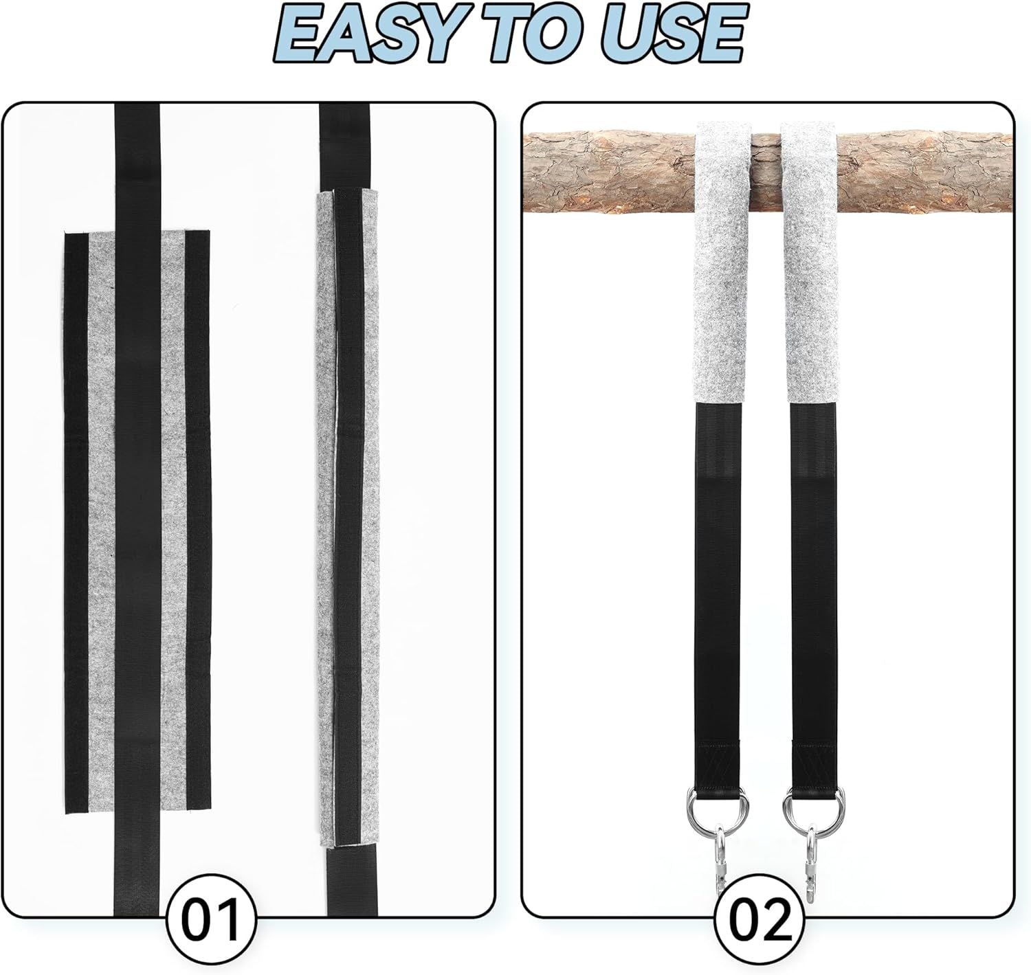 8ft Premium Polyester Swing Straps Set - 3000lb Load Rating, with Locking Carabiners & Tree Guards for Family V1107-CS-QQBD8