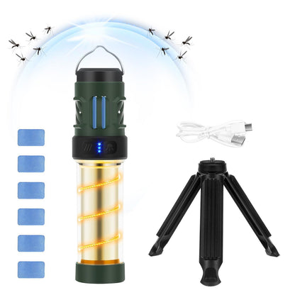 Rechargeable 3-in-1 Camping Light with Mosquito Repellent & Dual Heating - Bright Flashlight, Warm Lantern, V1107-CS-QWLYD
